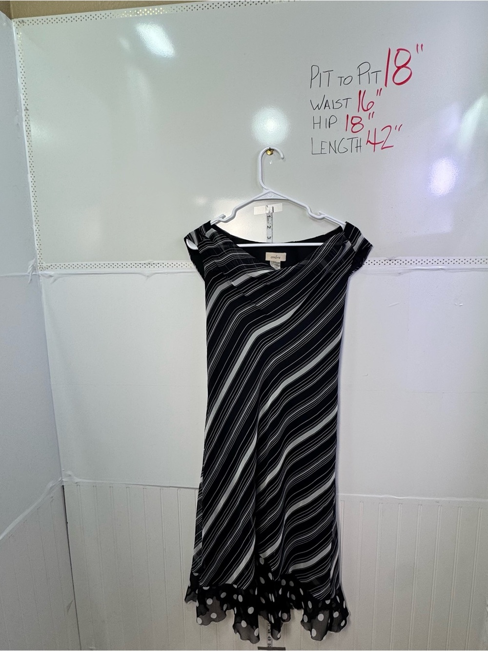 Vintage Ombre Stripe Midi Dress Y2K Cowl Neck Bias Cut Slip sz 6 - Picture 4 of 6